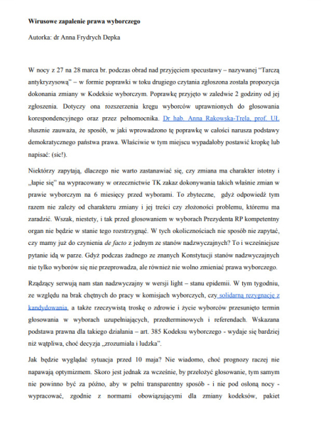 Wirusowe zapalenie prawa wyborczego