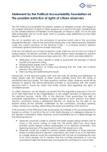 PAF Statement on the possible restrictions of rights of citizen observers